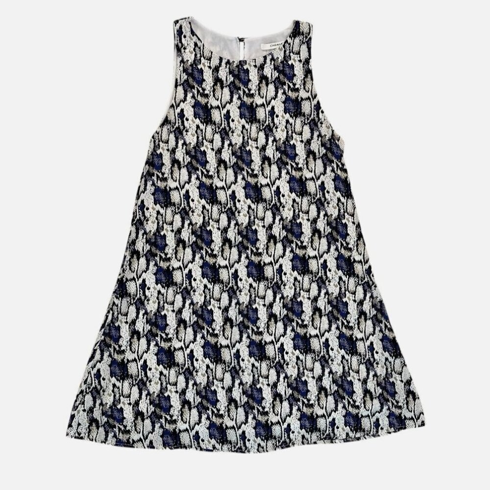 3/$18✨ Women's Small Flowy Blue Reptile Snake Sleeveless Shift Casual Dress